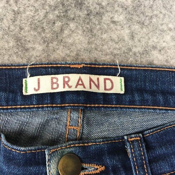 J Brand Jeans 24 Low Rise Skinny Ankle Dark Wash Distressed Made in USA Stretch - Picture 6 of 15